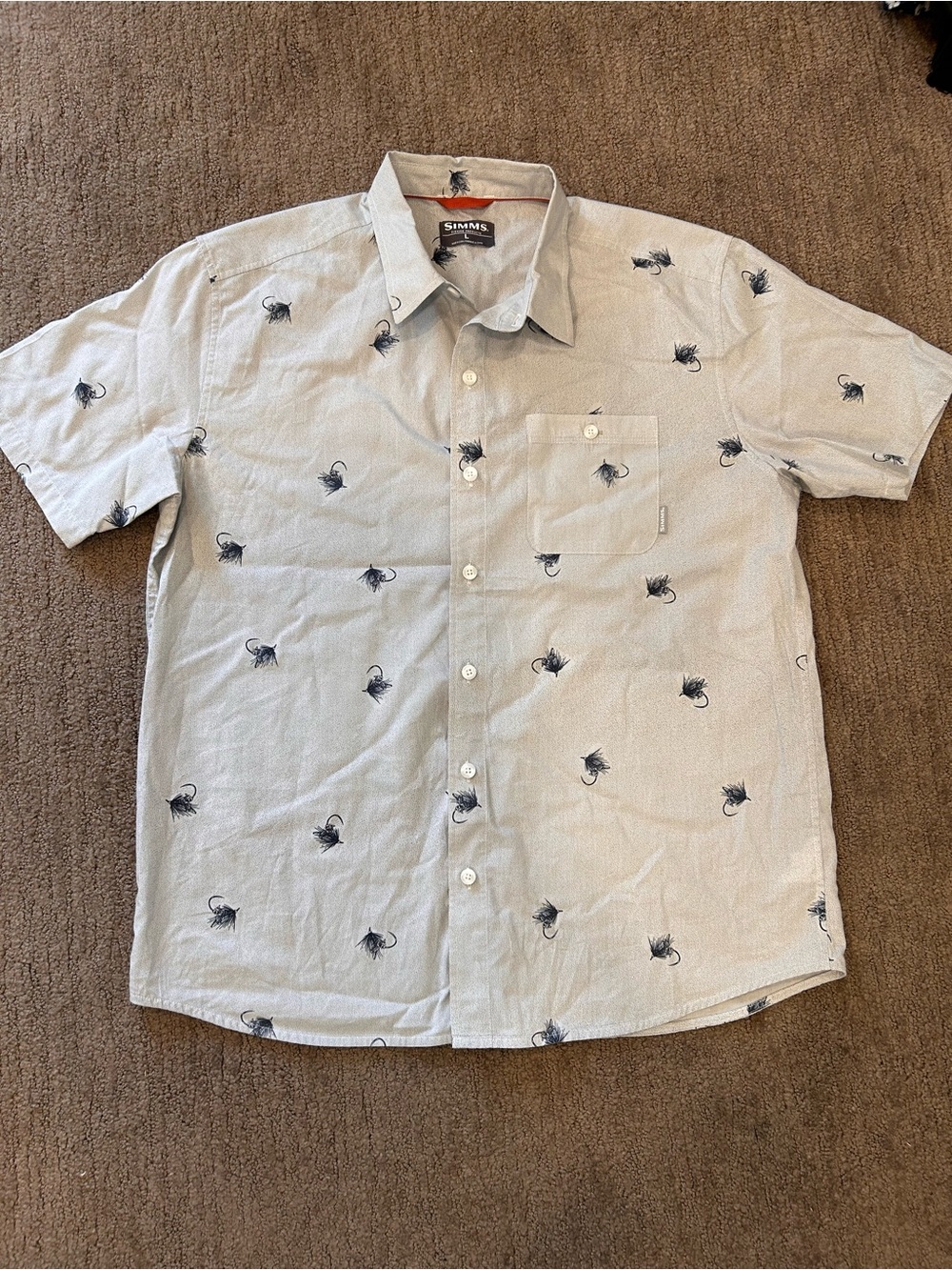 Simms Men’s Tailout Large Fishing Shirt Light Blue